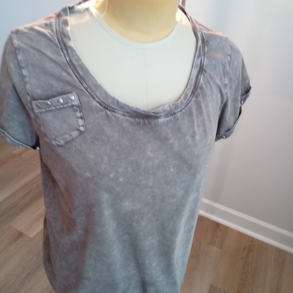2-$10... Avenue Plus Size 18/20 Brown Studded Cap Sleeve T-Shirt